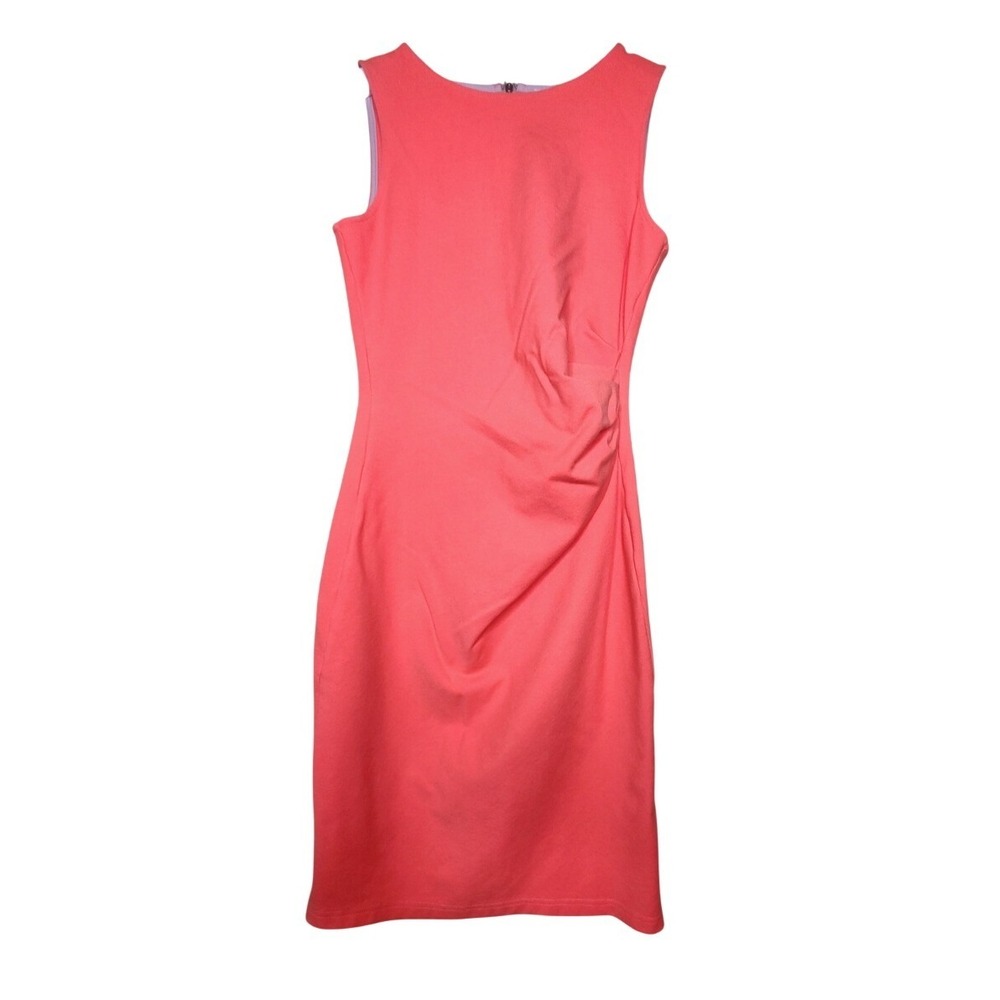 Kenneth‎ Cole Sleeveless Coral Sheath Dress 4 Knit Ruched Office Work